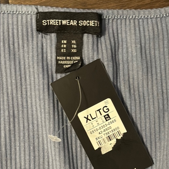 Streetwear society Ribbed Light Blue Long Sleeve Blouse, size XL BNWT - Picture 2 of 8